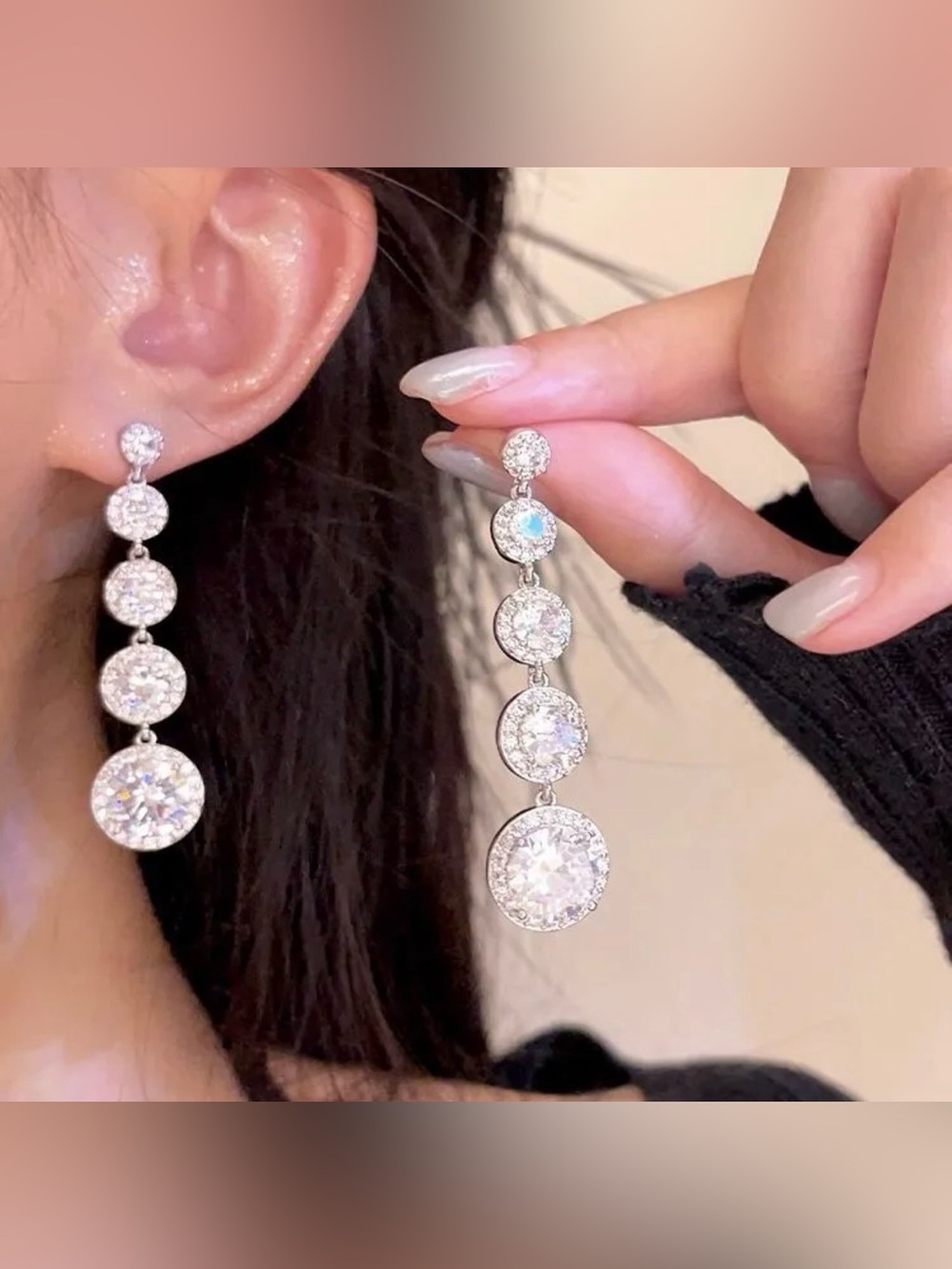 Silver Zirconia Drop Earrings - Dangle Bridal Earrings